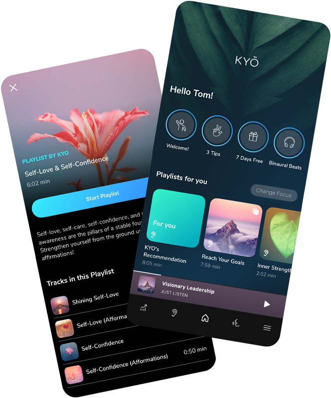 home_KYO-app KYO. Affirmationen & Silent Subliminals.